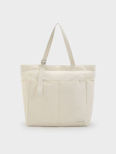 Soleil Nylon Tote Bag, Cream, hi-res