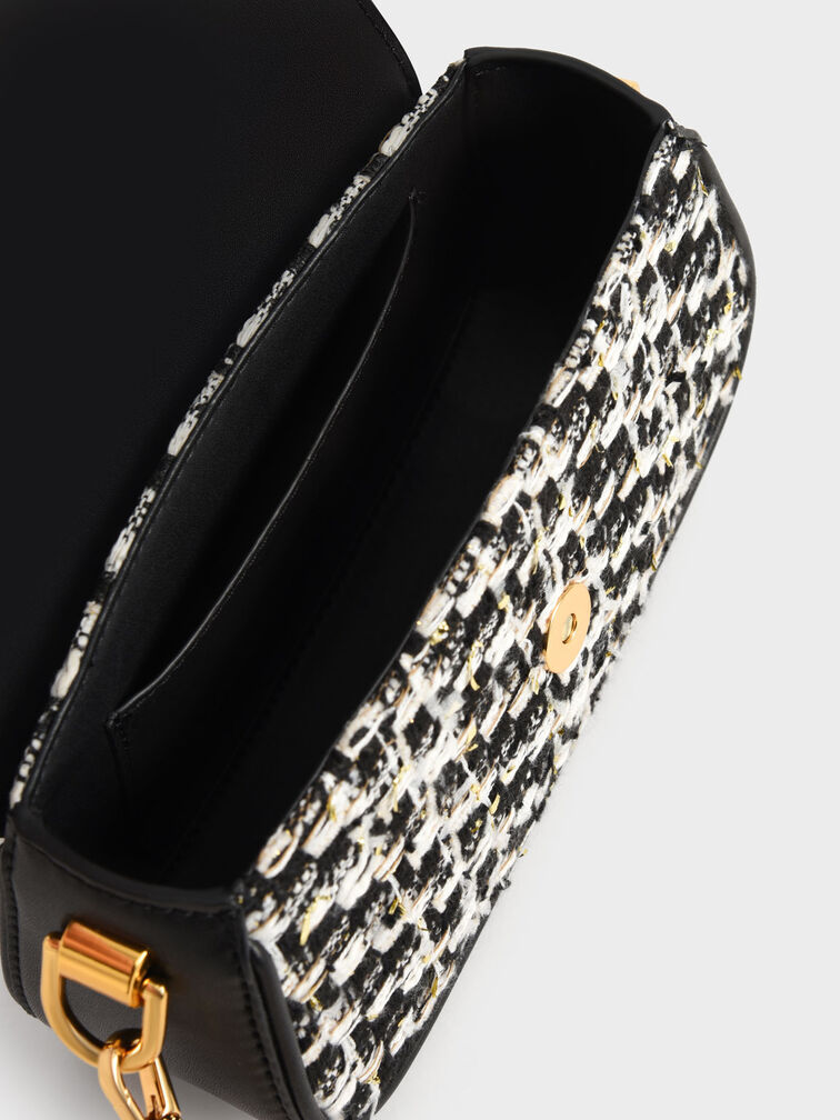 Este Tweed Chain Handle Bag, Black, hi-res