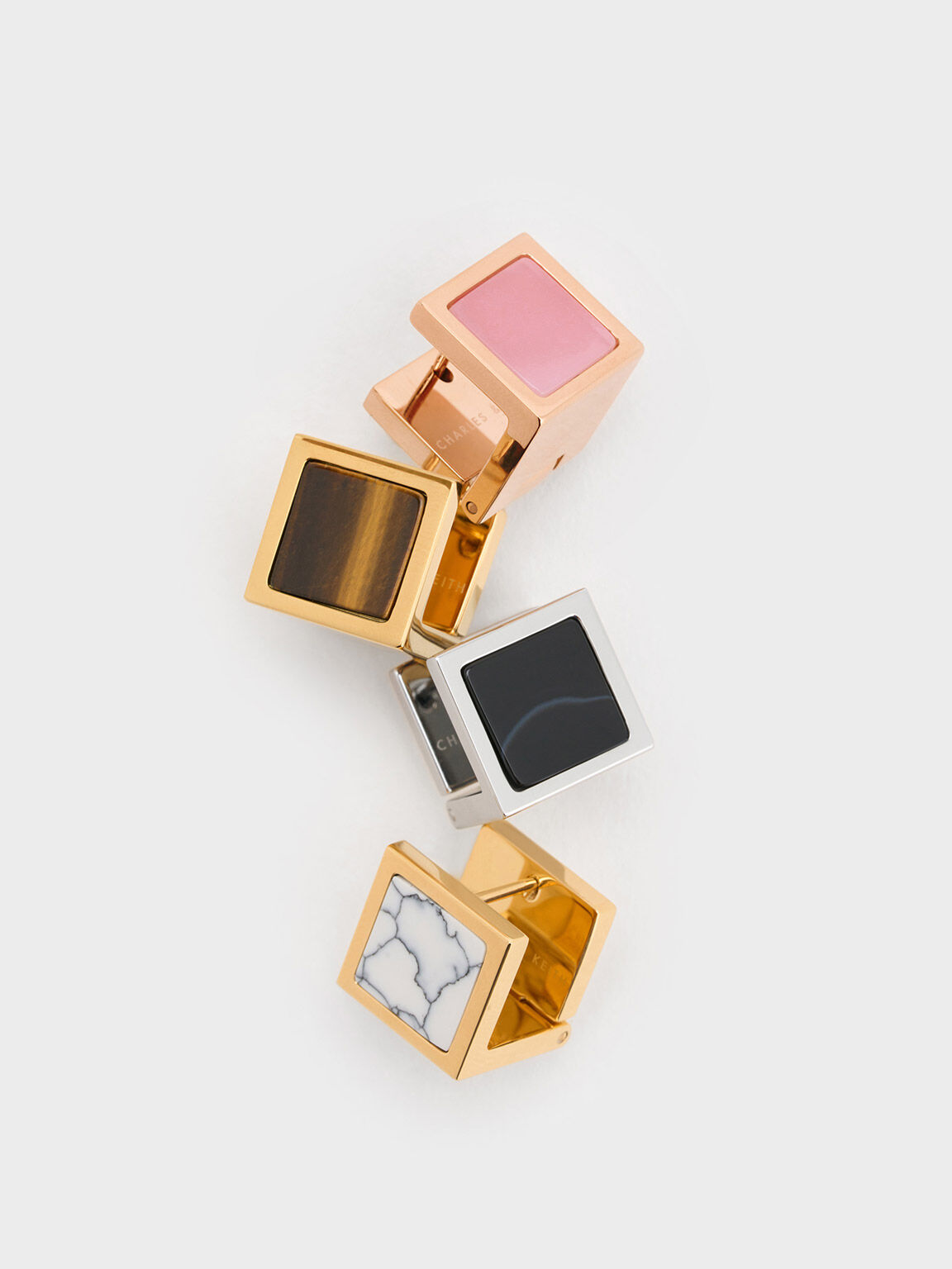 Rose Gold Briar Square Stud Earrings CHARLES KEITH SG