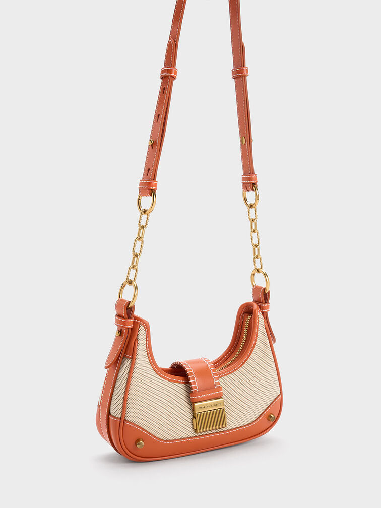Winslet Canvas Belted Hobo Bag - Chocolate