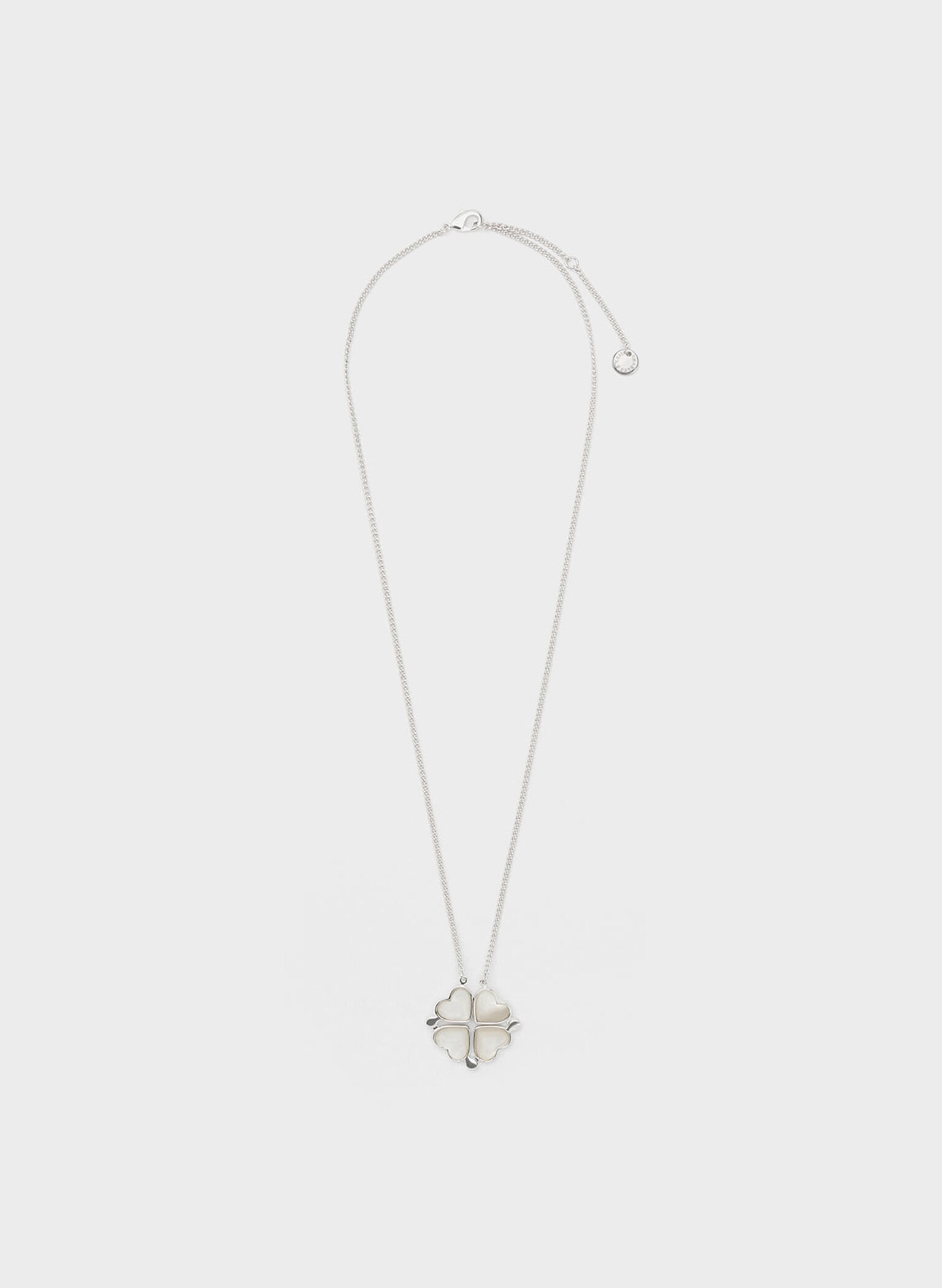 Annalise Clover Heart Necklace, Silver, hi-res