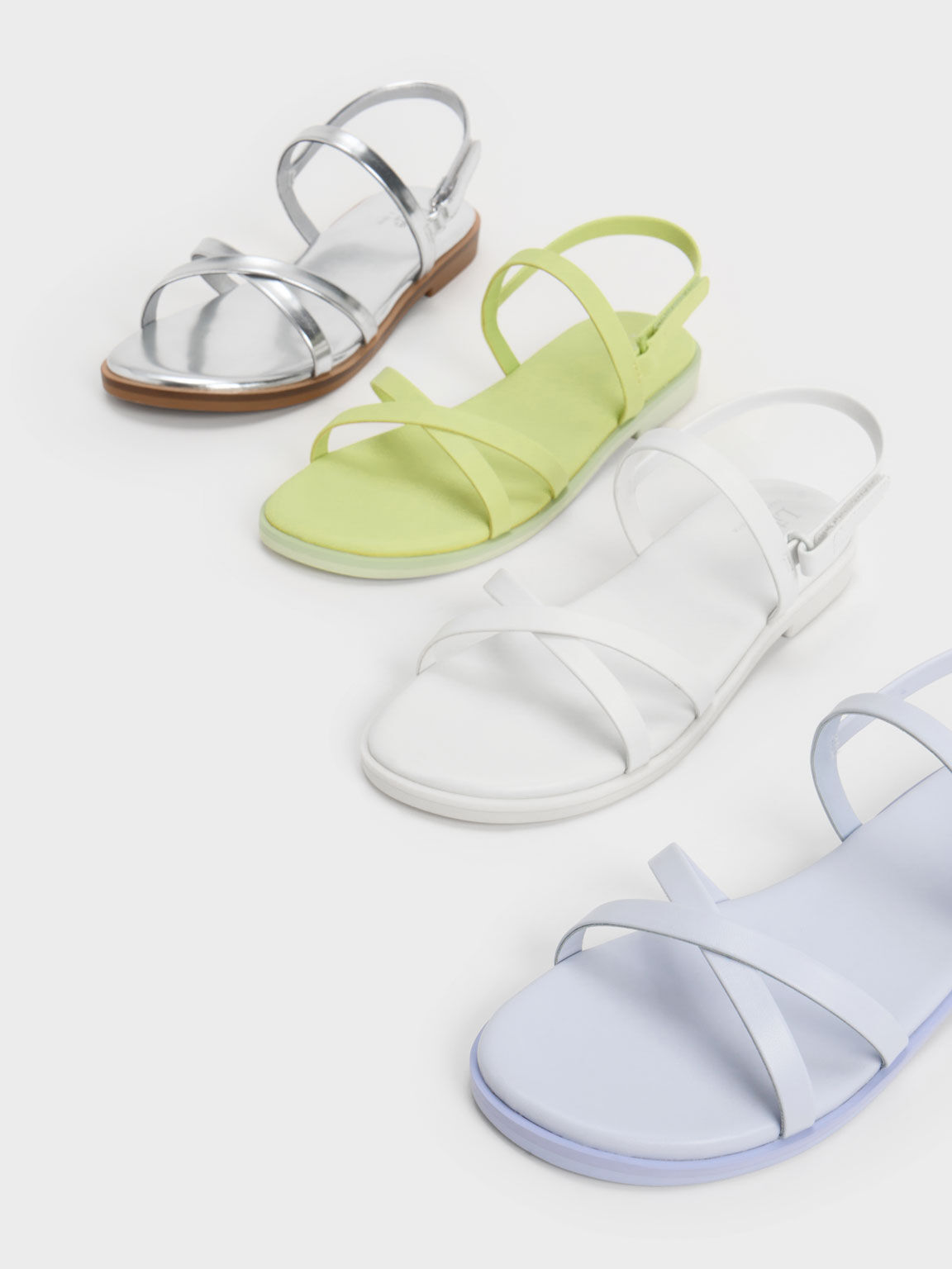 Girls' Crossover Backstrap Sandals, Lime, hi-res