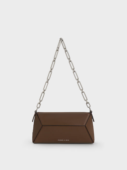 Nasrin Geometric Chain-Handle Shoulder Bag, Dark Brown, hi-res