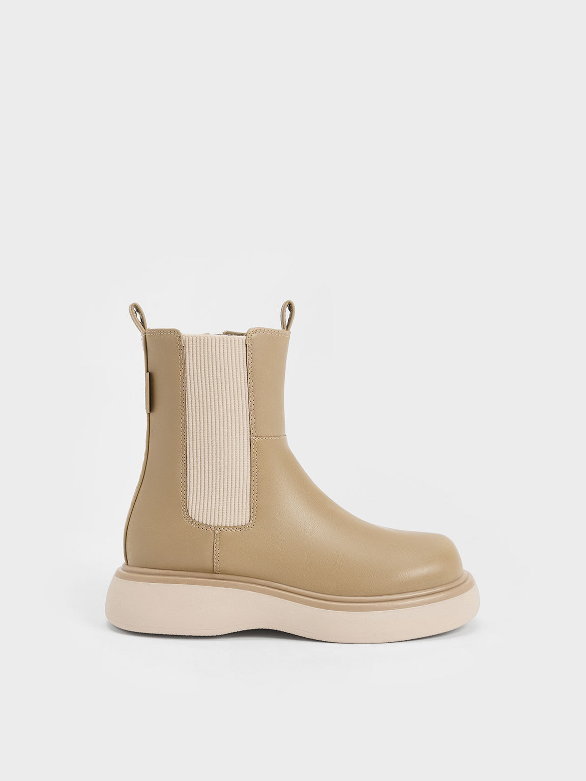 Sand Double Pull Tab Boots - CHARLES & KEITH US