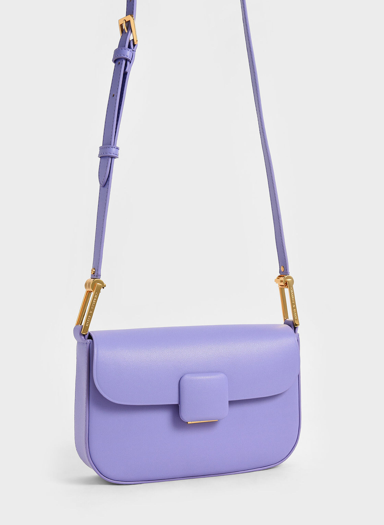 Lilac Koa Square Push-Lock Shoulder Bag - CHARLES & KEITH US