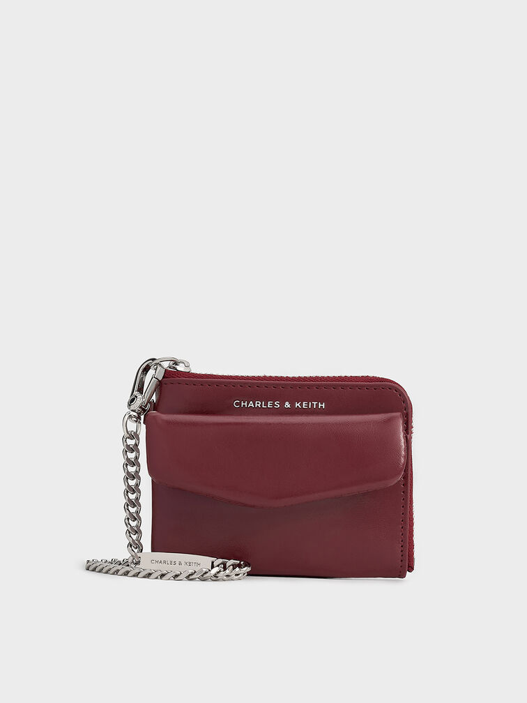 Rachel Front-Pocket Zip-Around Card Holder, Burgundy, hi-res
