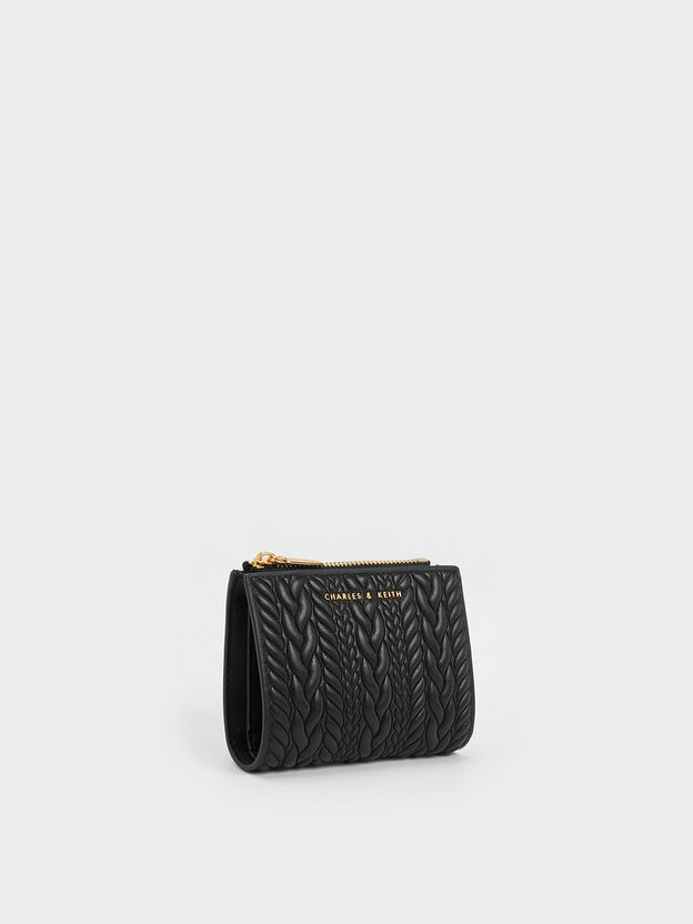 Cartera texturizada Apoline con cremallera, Negro, hi-res