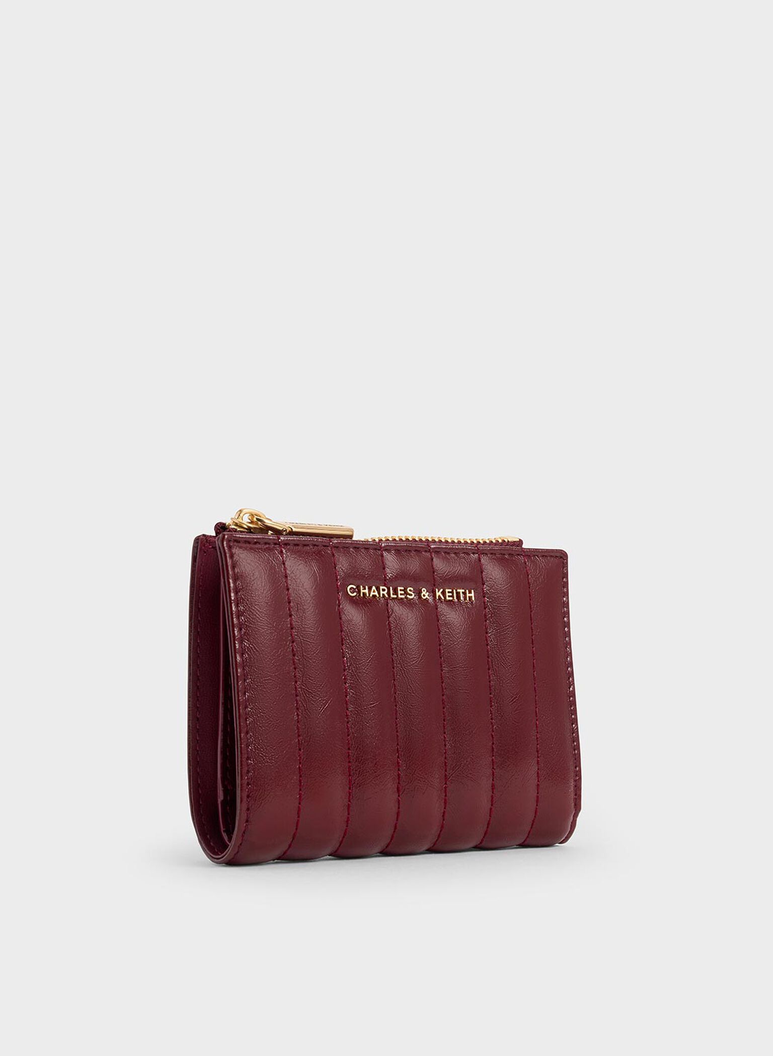 Cartera Donna de efecto arrugado con cremallera y paneles, Burgundy, hi-res