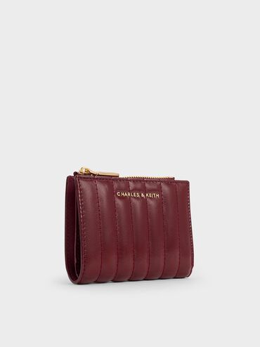 Cartera Donna de efecto arrugado con cremallera y paneles, Burgundy, hi-res