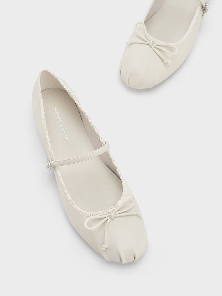 Bow Mary Jane Flats, Chalk, hi-res