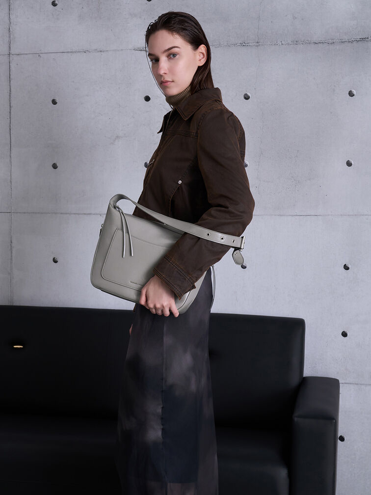 Xylia Hobo Bag, Grey, hi-res