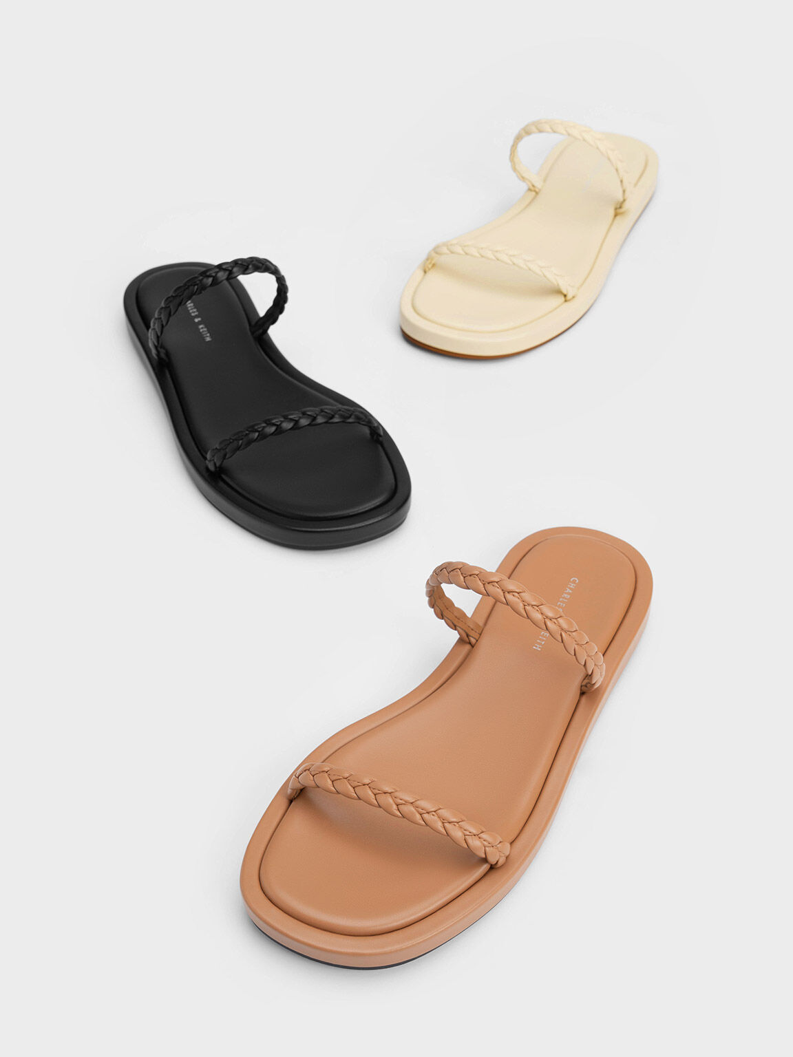 Braided Slides, Black, hi-res