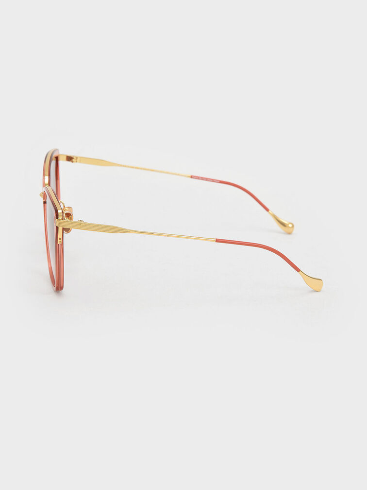 Recycled Acetate Wire-Frame Butterfly Sunglasses, Pink, hi-res