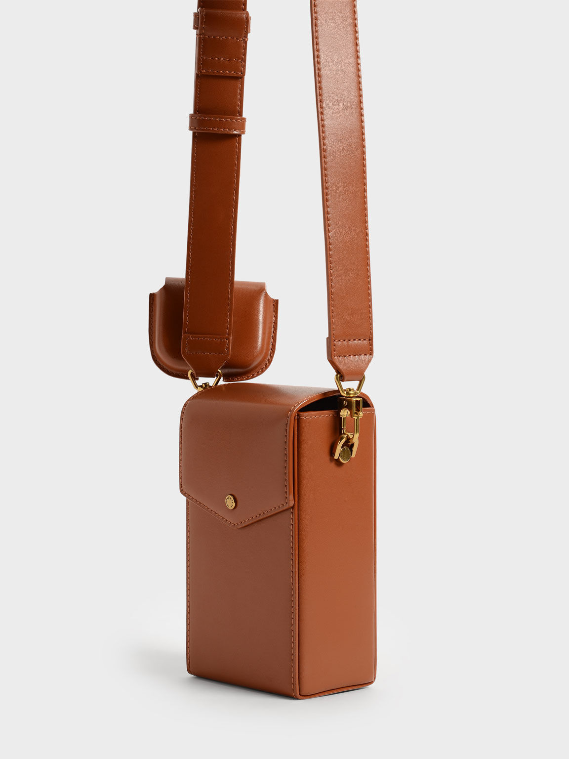 Elongated Crossbody Bag, Cognac, hi-res