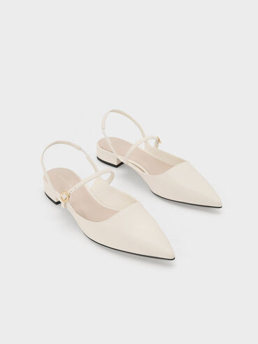 Zapatos planos Mary Jane con tira trasera, Blanco tiza, hi-res