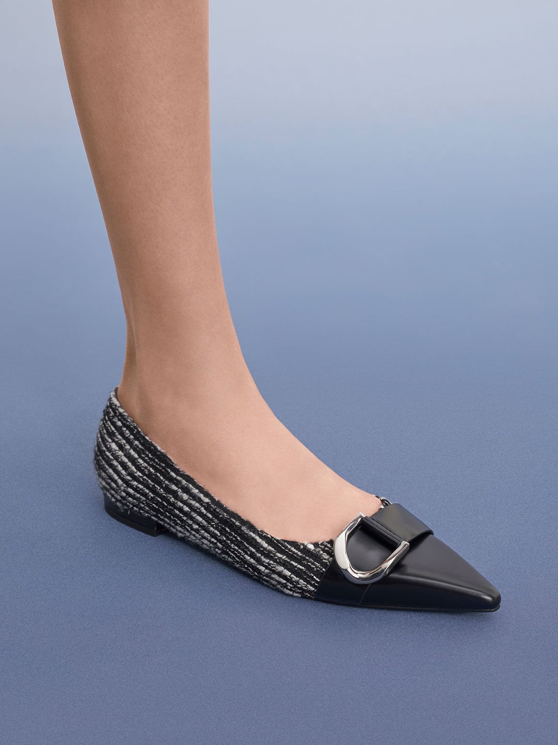 Gabine Tweed & Leather Toe-Cap Ballerinas, Multi, hi-res