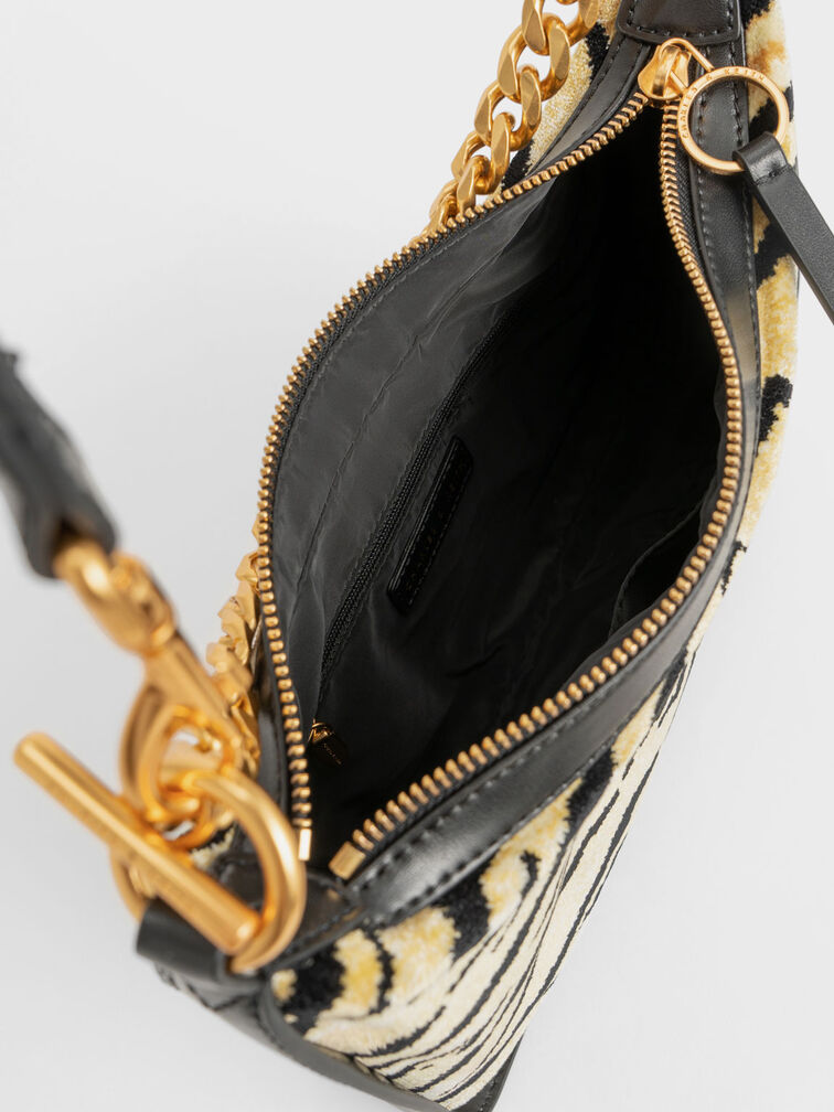 Minta Tiger Print Chain-Link Hobo Bag, Multi, hi-res