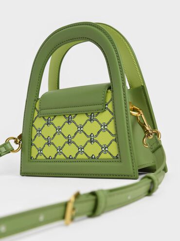 Este Printed Trapeze Bag, Lime, hi-res