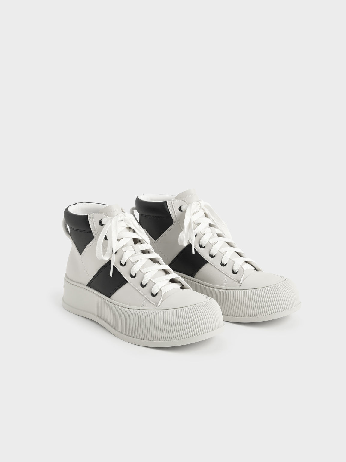 Two-Tone High-Top Sneakers, Black Textured, hi-res