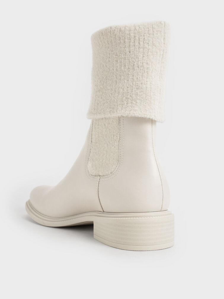 Botas tipo calcetín de punto hasta la rodilla, Blanco tiza, hi-res