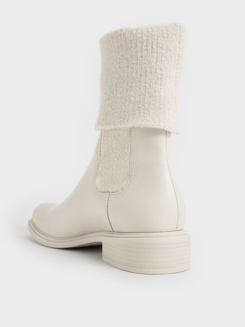 Knee-High Knitted Sock Boots, Chalk, hi-res