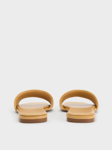 Striped Square-Toe Slide Sandals, Yellow, hi-res