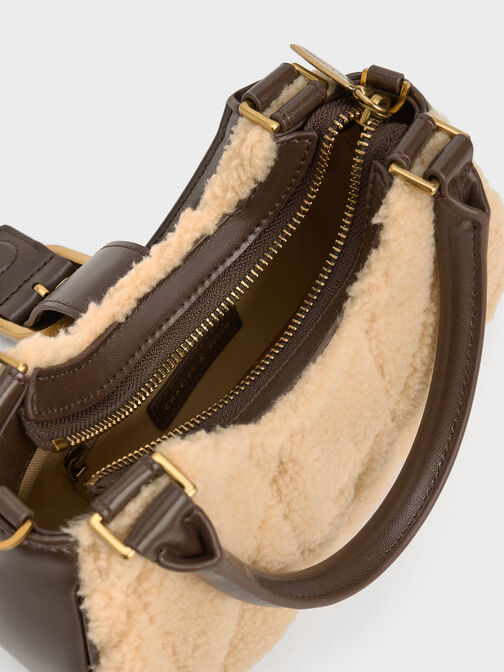 Avis Quilted-Fur Belted Top Handle Bag, Multi, hi-res