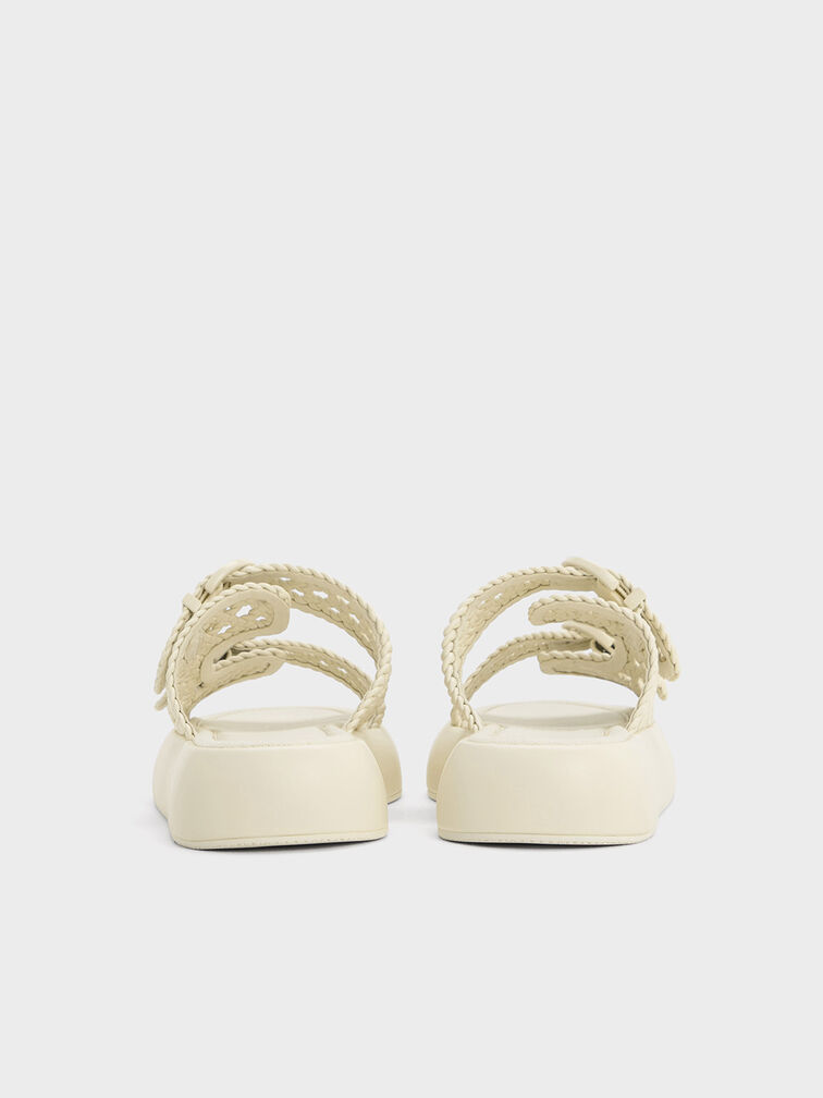 Woven Double-Strap Buckled Sandals, Chalk, hi-res