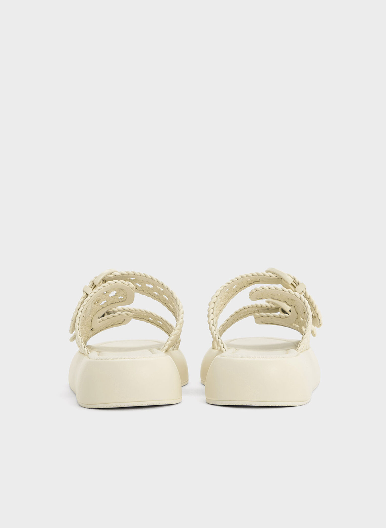 Woven Double-Strap Buckled Sandals, Chalk, hi-res
