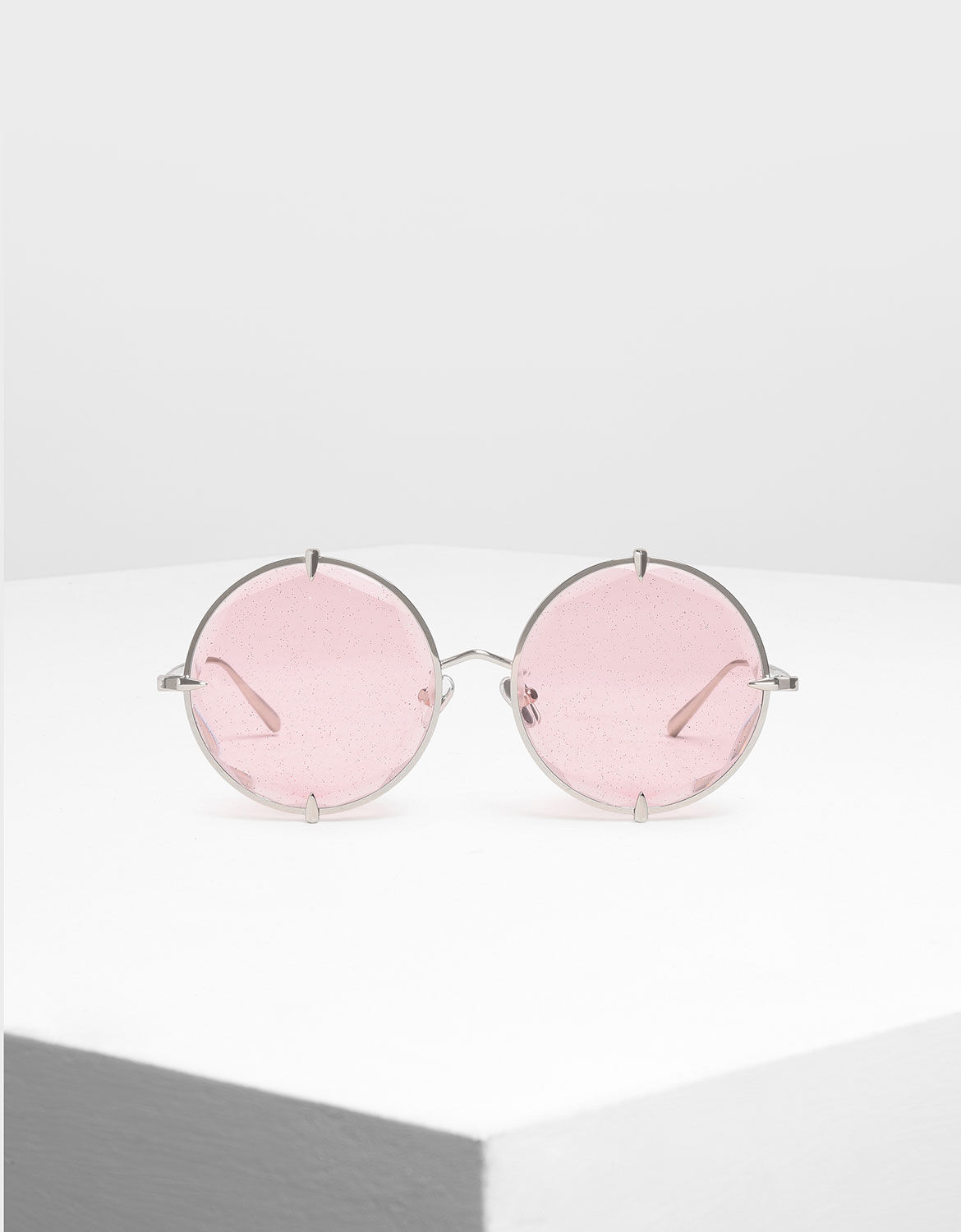 Pink Round Wire Frame Skinny Sunglasses 