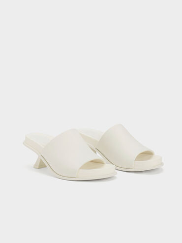 Clio Slant Heel Mules, White, hi-res