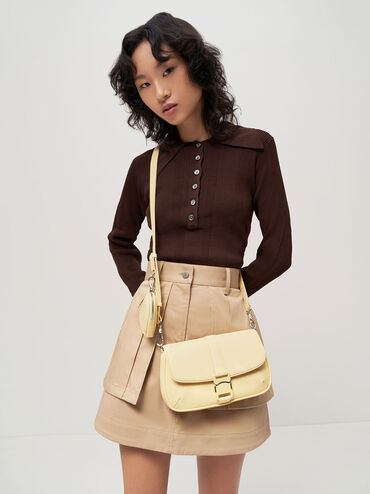 Zetta Belt Buckle Crossbody Bag, Butter, hi-res