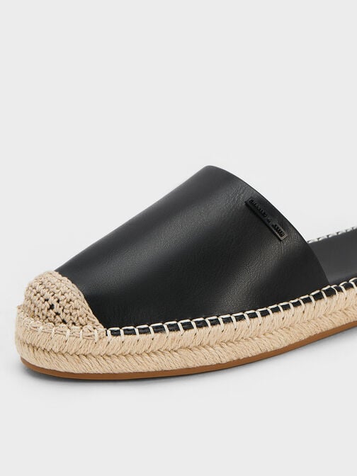 Ankle-Strap Espadrille Flats, Black, hi-res