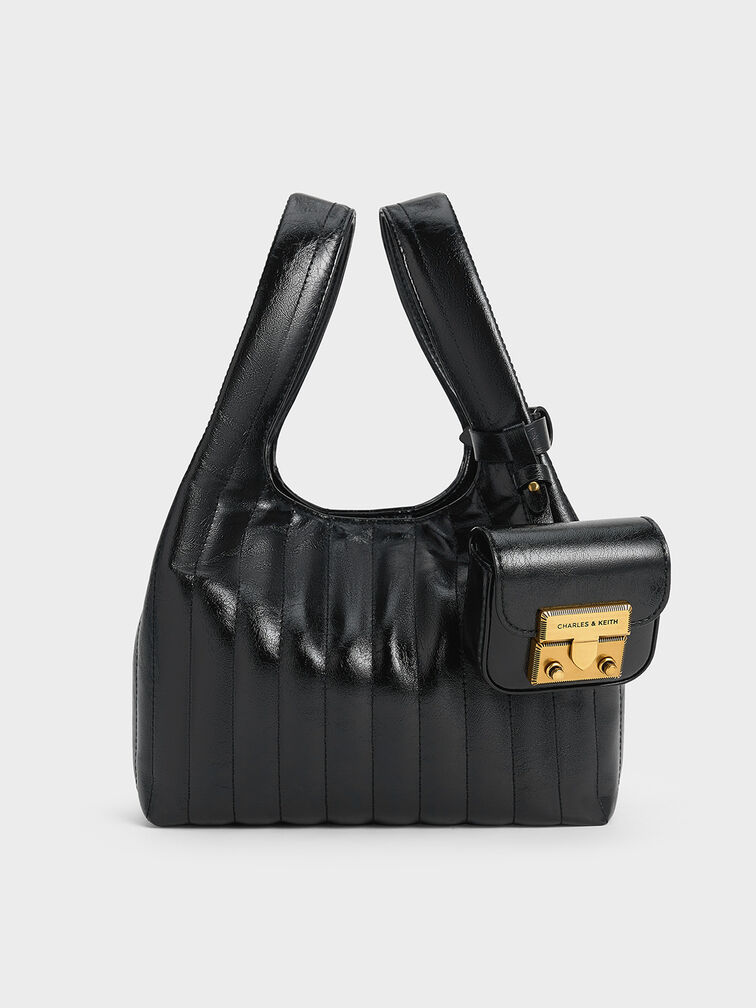 Donna Crinkle-Effect Tote Bag, Black, hi-res