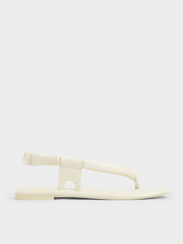 Puffy Strap Thong Sandals, Cream, hi-res