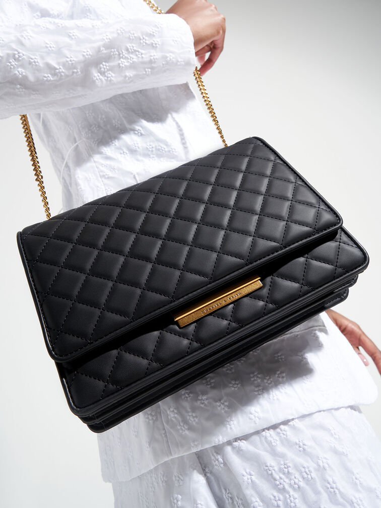 Black Quilted Pouch - CHARLES & KEITH International