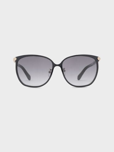 Oversized Square Sunglasses, Black, hi-res