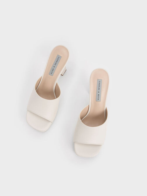 Platform Block Heel Mules, Cream, hi-res