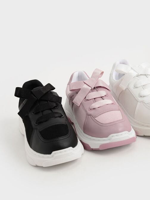 Girls' Bow-Tie Sneakers, White, hi-res