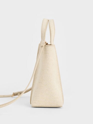 Bolso tote Arlys de lino, Beige, hi-res