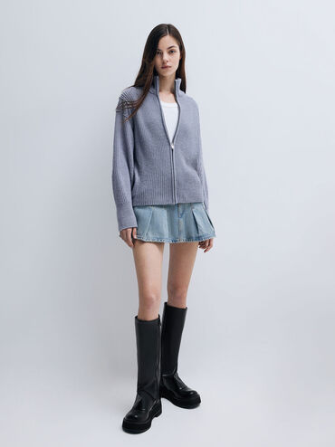 Botas Evie a la rodilla con tacón de bloque y plataforma, Negro, hi-res