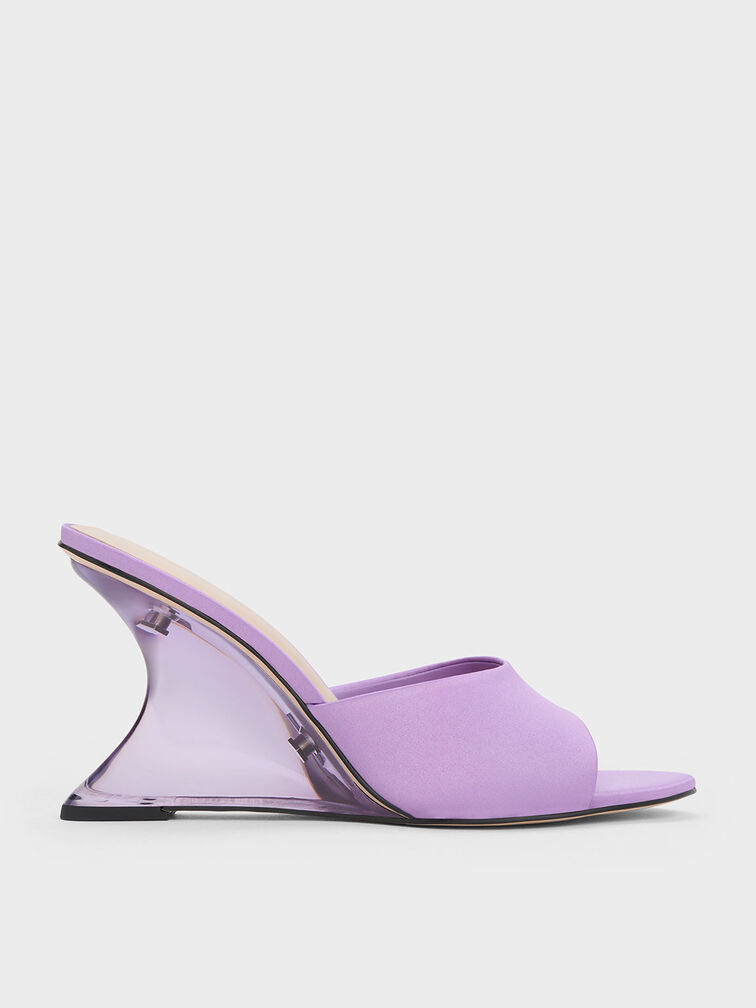 Recycled Polyester Sculptural Heel Wedges, Purple, hi-res
