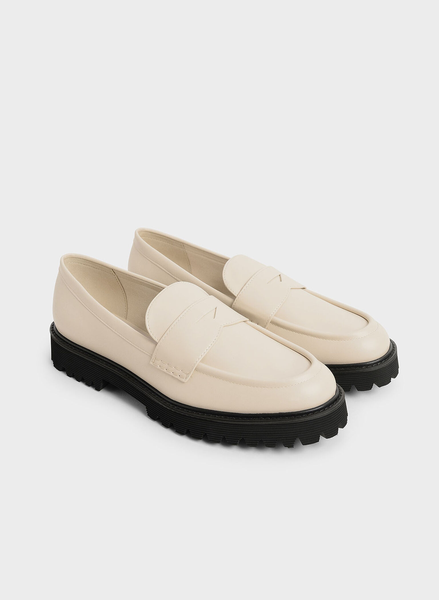 Chalk Chunky Penny Loafers - CHARLES & KEITH US