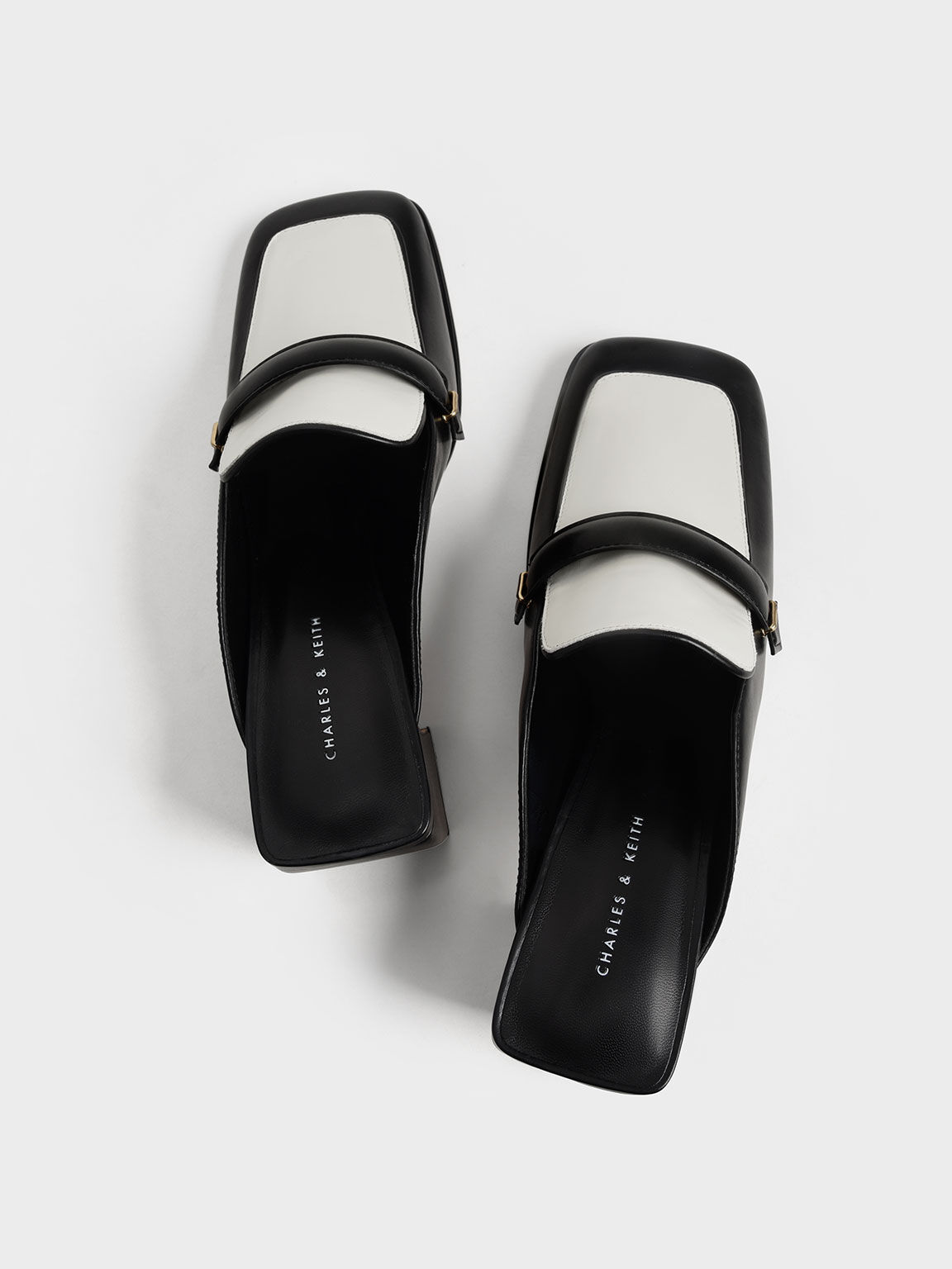 Zapatos tipo mocas�n con tac�n en bloque de dos tonos, Negro, hi-res