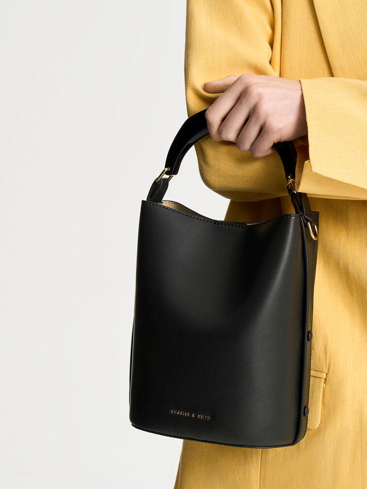 Bolso bombonera Marlin con asa de acrílico, Negro, hi-res