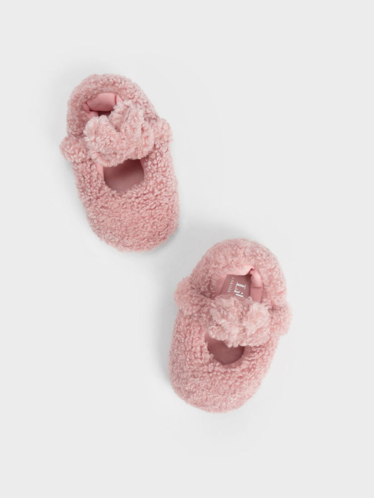 Girls' Furry Bunny Mary Janes, Pink, hi-res