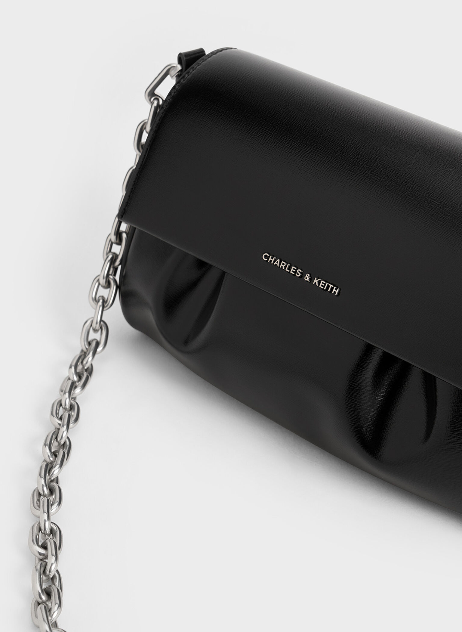 Calla Front Flap Chain-Handle Bag, Noir, hi-res