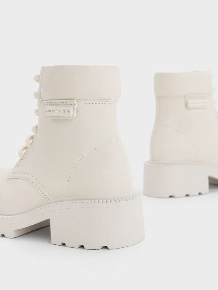 Girls' Side-Zip Ankle Boots, Chalk, hi-res