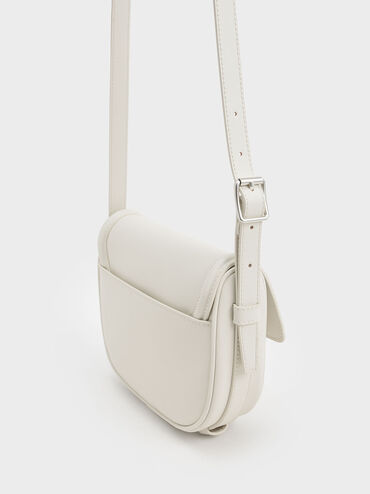 Aurea Metallic-Accent Saddle Crossbody Bag, Cream, hi-res
