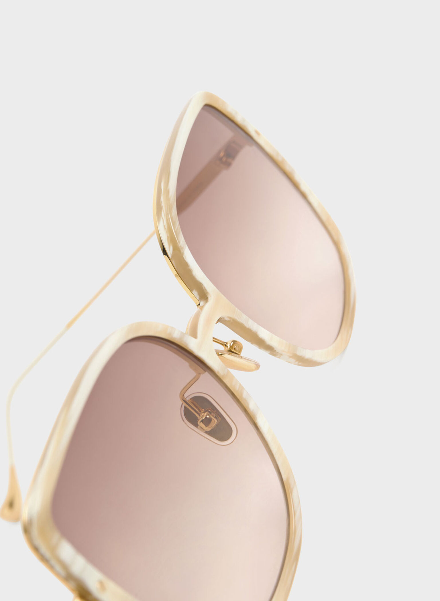 Recycled Acetate Oversized Square Sunglasses, Cream, hi-res